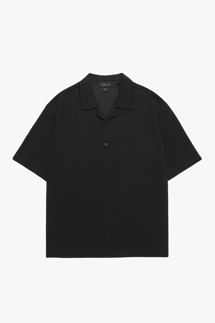 Open Collar T-shirt - Black