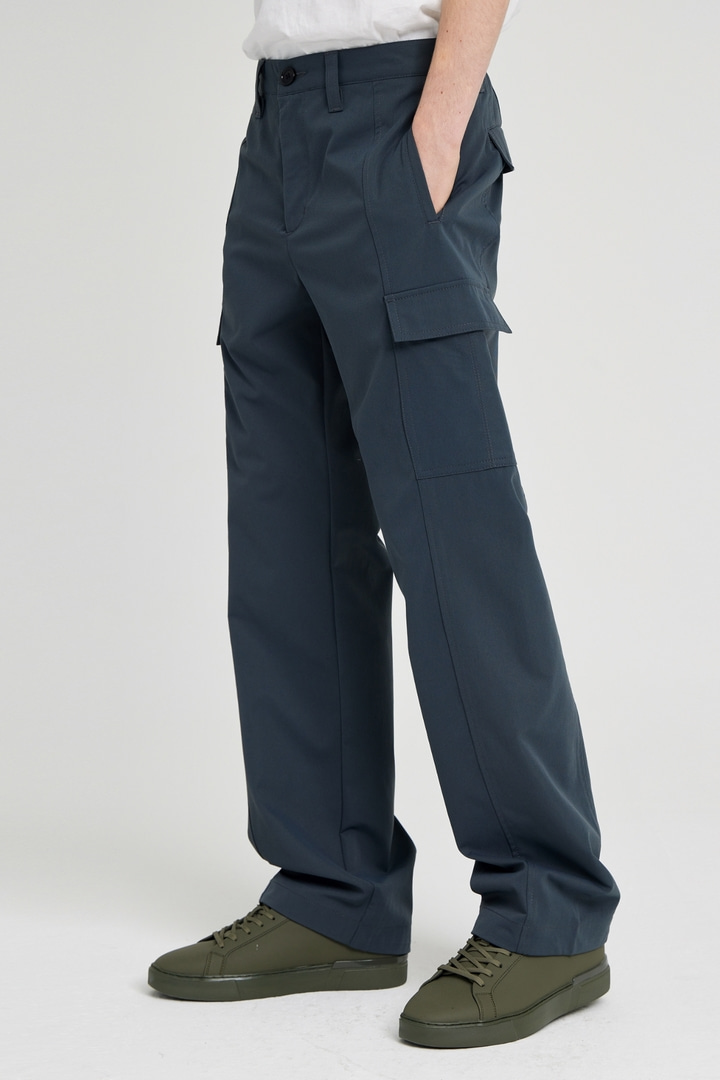 Wide Twill Cargo Pants - Charcoal