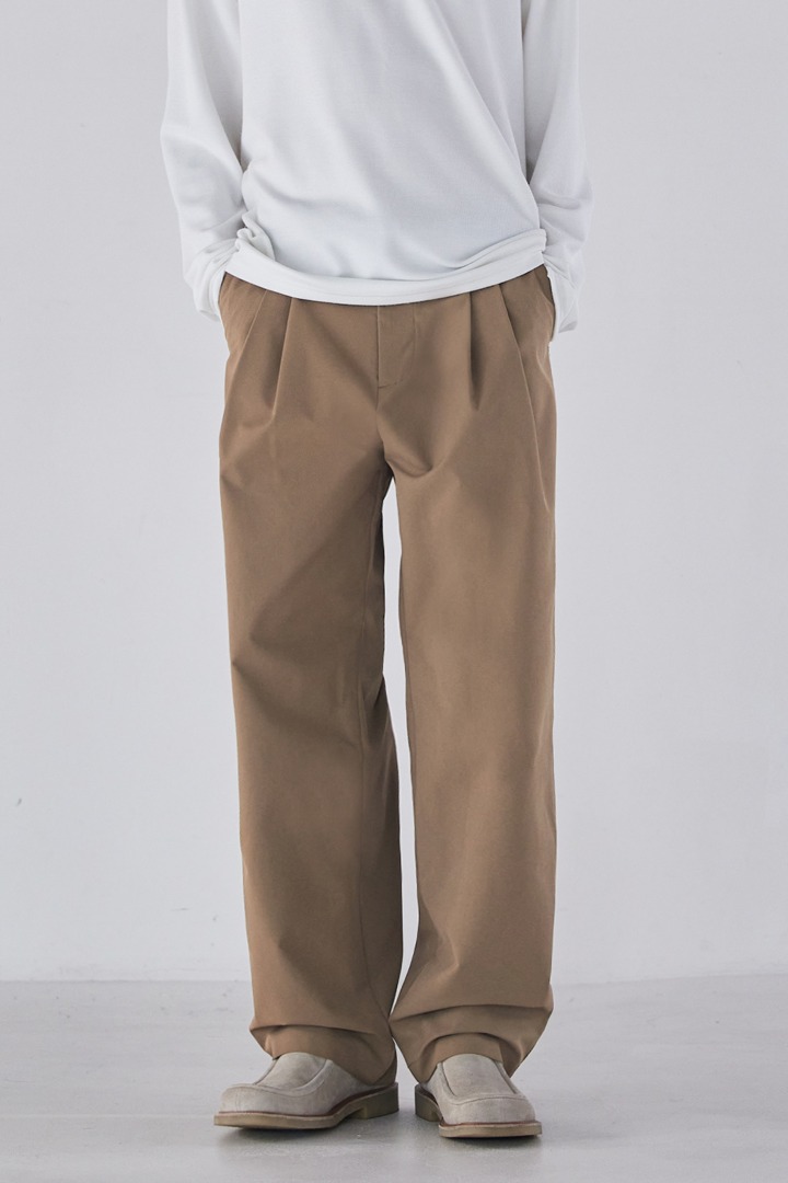 Two Tuck Twill Pants - Camel
